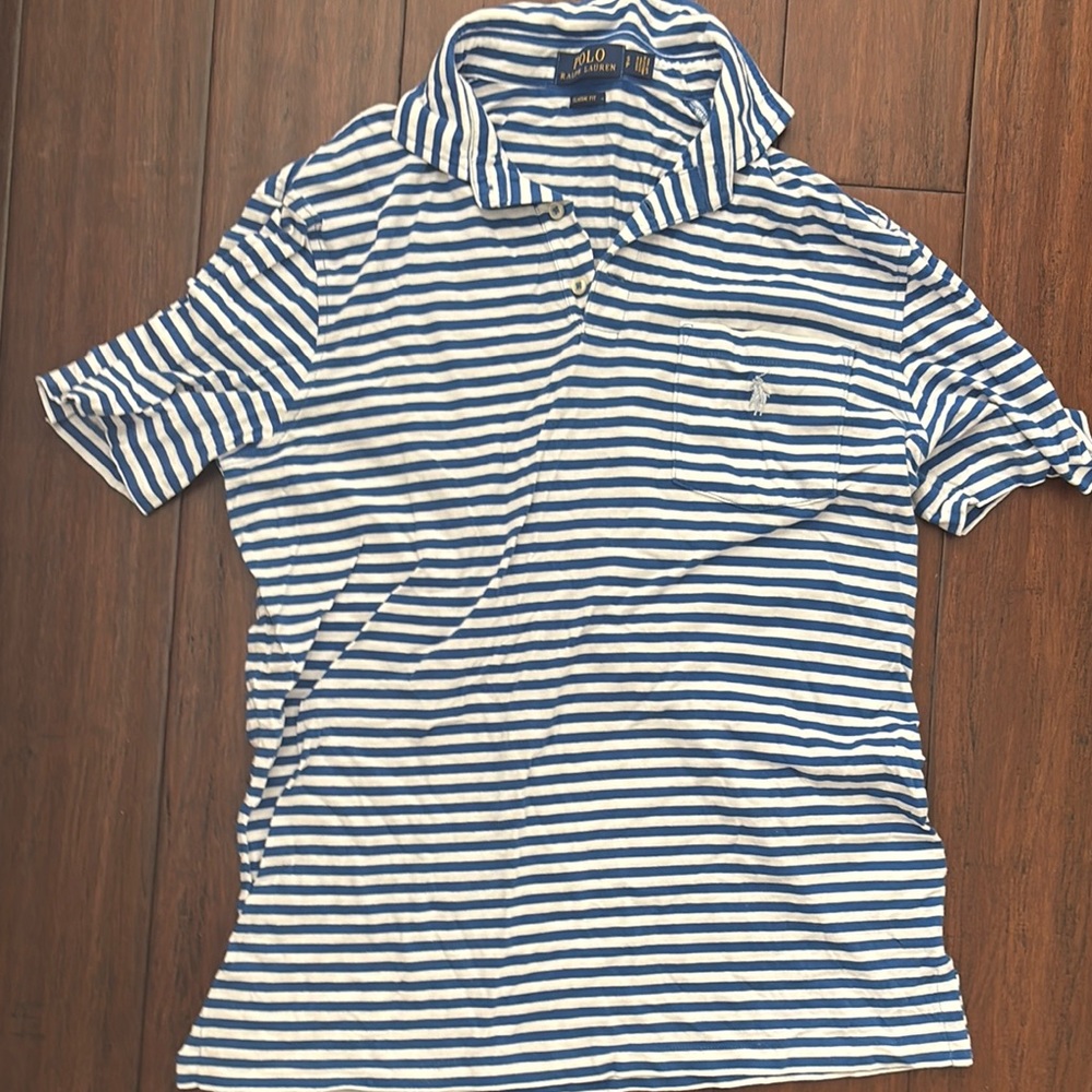 Polo by Ralph Lauren Blue and White Striped Polo Shirt